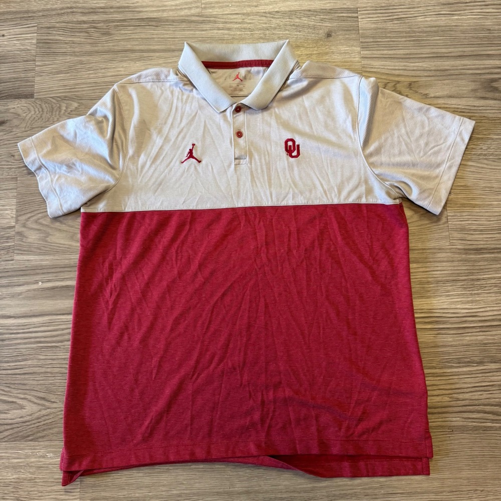 Jordan Brand Oklahoma Sooners Polo Bundle Mens XL White Grey Crimson OU 2 Pack - Picture 2 of 5